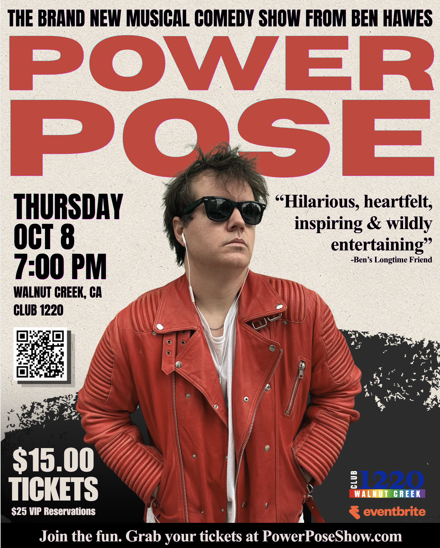 Power Pose show poster for Ben Hawes at Club 1220