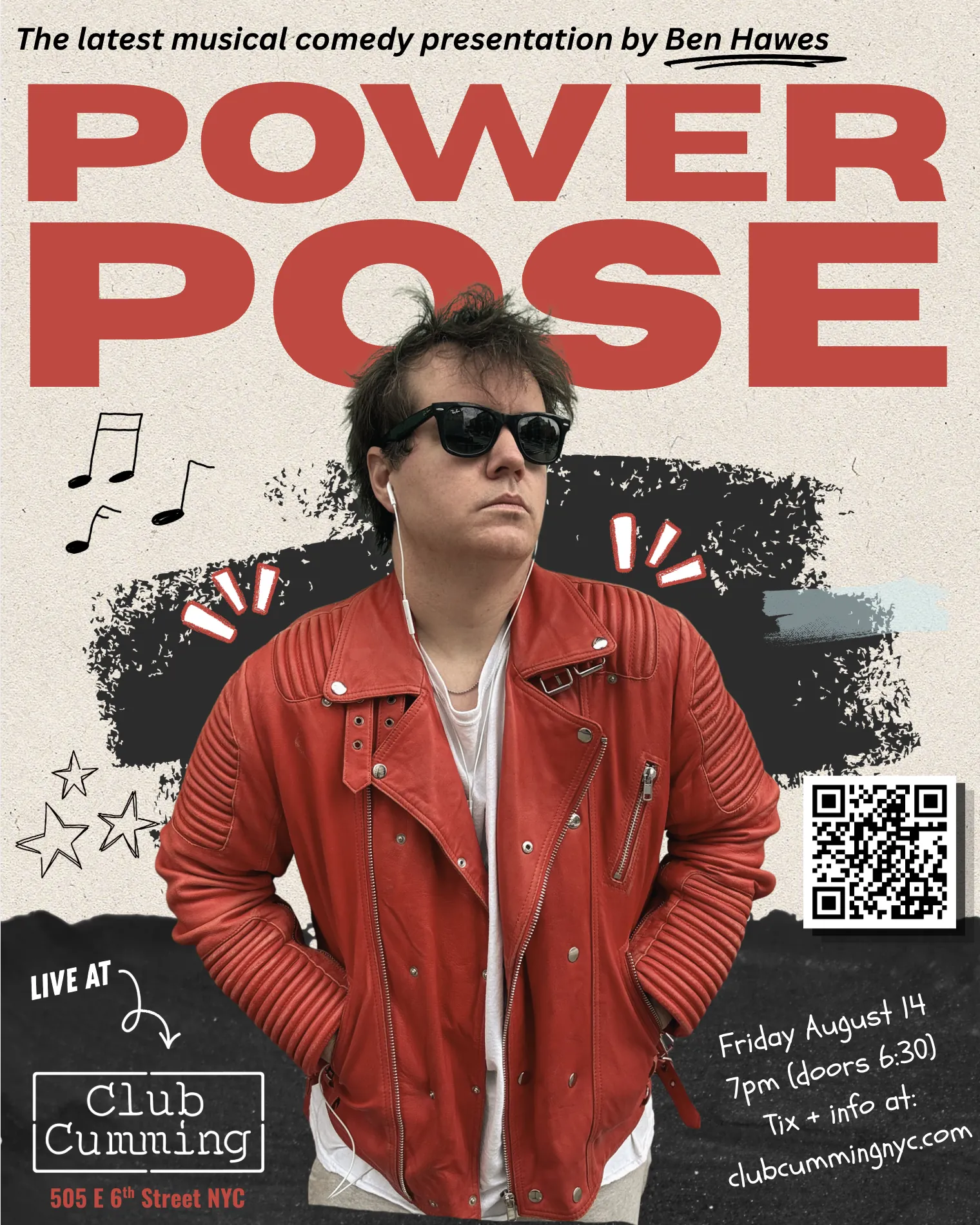 Power Pose live comedy and music by Ben Hawes at Club Cumming
